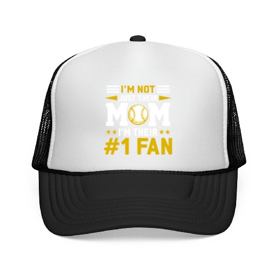 #1 Fan Softball Mom Funny Mommy Mother's Day Trucker Caps