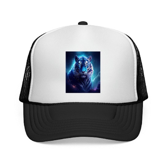 Blue Fantasy Tiger Trucker Caps