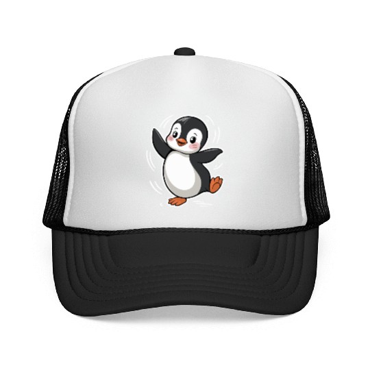 Happy Dancing Penguin Cartoon Design Trucker Caps