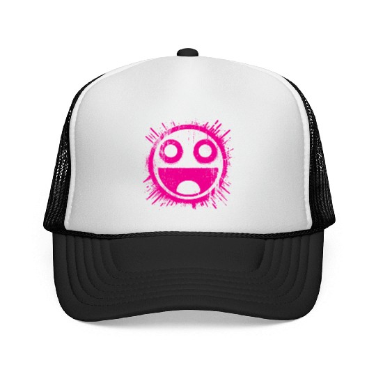 Pink Joyful Face Trucker Caps