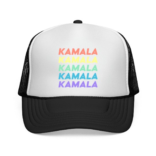 Kamala Harris Election 2024 Rainbow Typography Trucker Caps