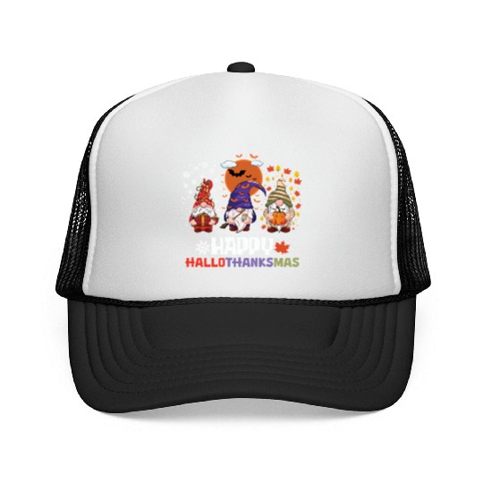 Happy Hallothanksmas Halloween Thanksgiving Trucker Caps