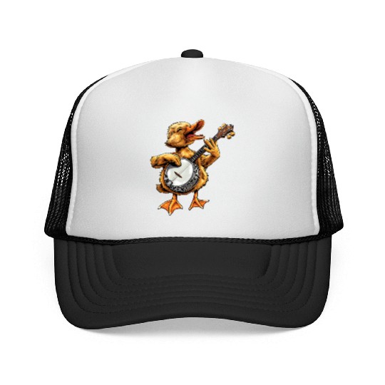 Ducks Farm Animal Farmer Bluegrass Banjo Player Trucker Caps
