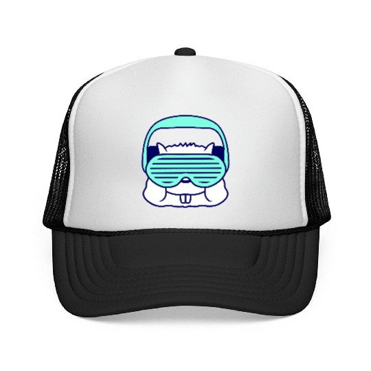 Cute DJ Hamster Party Animal Guinea Pig Pet Face Trucker Caps