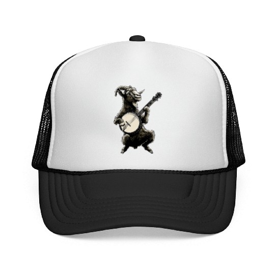 Goat Farm Animal Farmer Bluegrass Banjo Player Trucker Caps