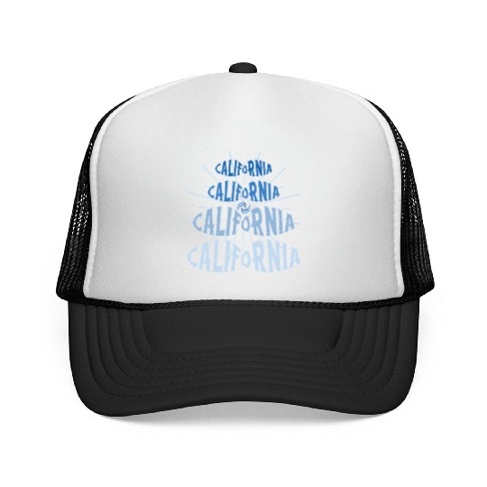 California West Coast Golden State Blue Graphic Trucker Caps