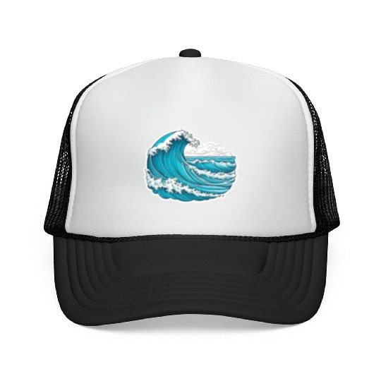 Serene Blue Ocean Waves Trucker Caps