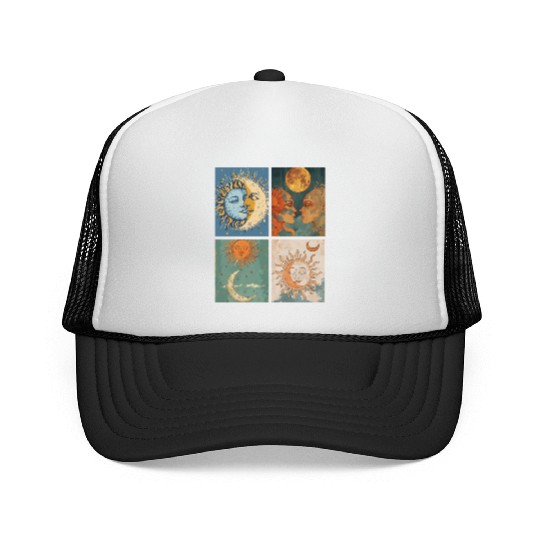 Moon and Sun Tarot Card Designed Look Trucker Caps