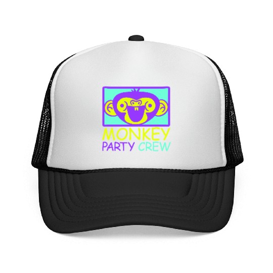 Monkey Chimpanzee Party Animals Crew Team Friends Trucker Caps