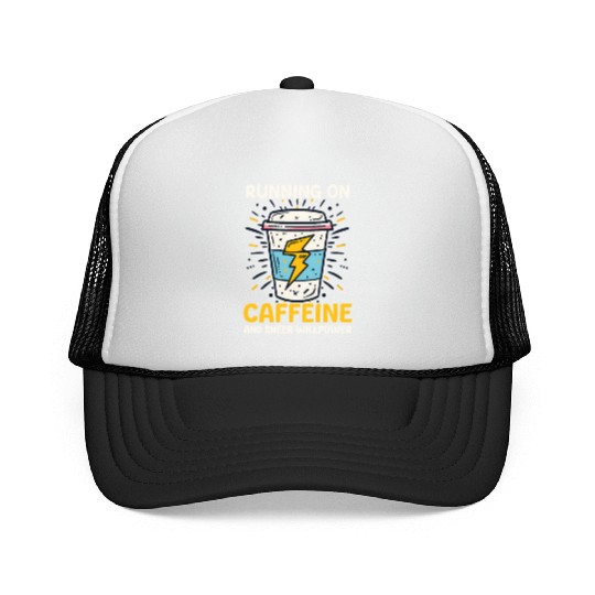 Depression Awareness Running On Caffeine Willpower Trucker Caps