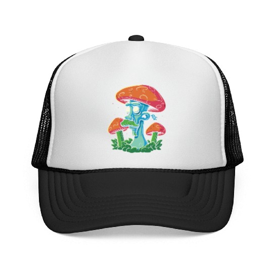 Mushroom Moustache Man – Trippy Fungi Art Trucker Caps