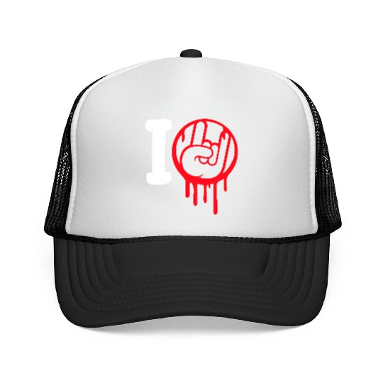 I Love Heavy Metal Hard Rock Music Graffiti Heart Trucker Caps