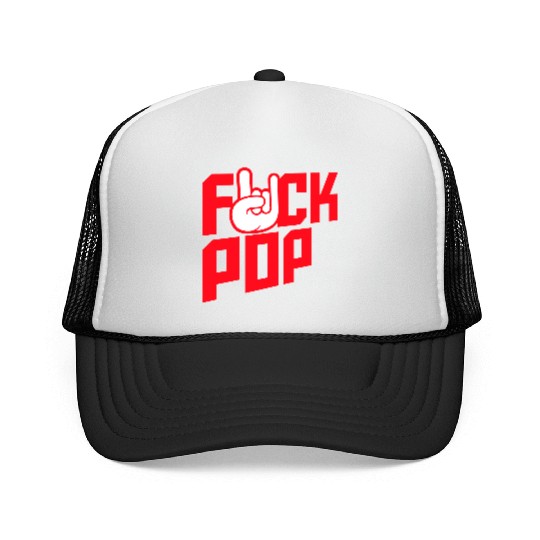 Fuck pop charts music heavy metal fun hand gesture Trucker Caps