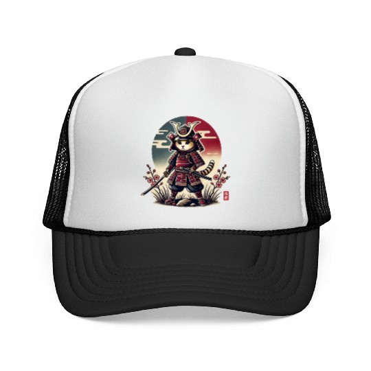 Samurai Cat: Vintage Ukiyo-e Warrior Art Trucker Caps