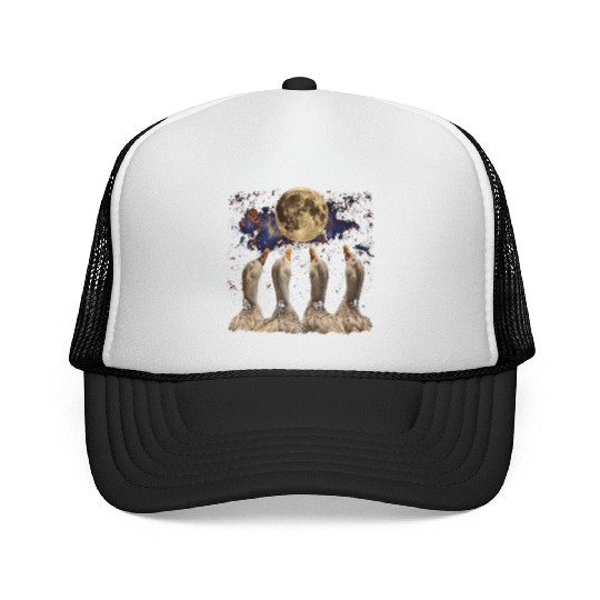 Ducks Farm Animal Farmer Howling Moon Trucker Caps