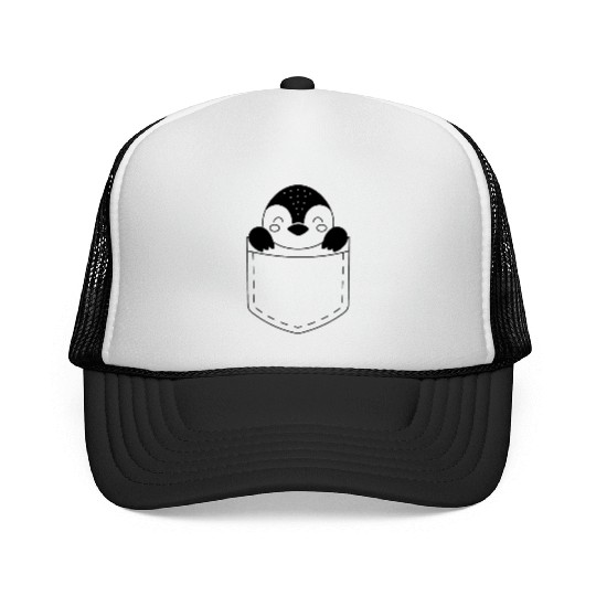 The Penguin in the pocket, funny penguin , penguin Trucker Caps