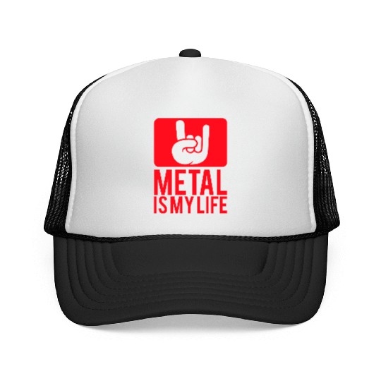 Heavy Metal Is My Life Hard Rock Music Text Quote Trucker Caps