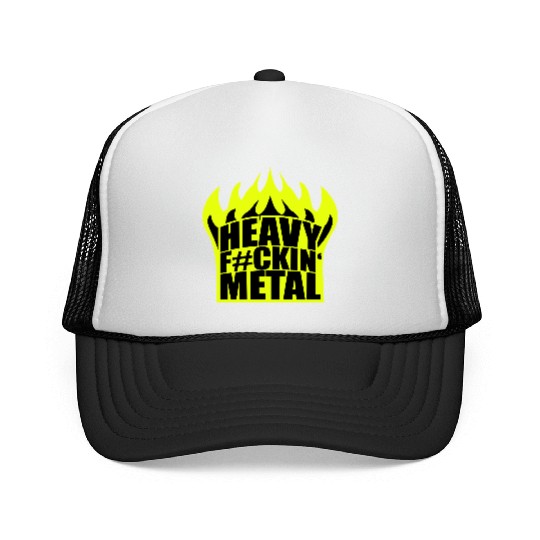 Heavy F#ckin' Metal Hard Rock Fun Music Text Quote Trucker Caps