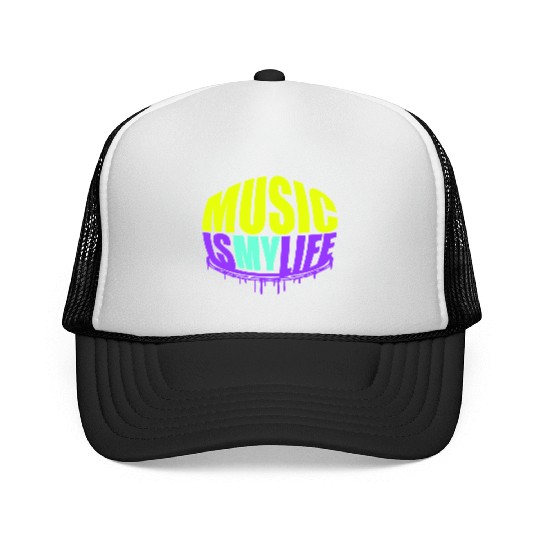 Music is my Life Love Saying Graffiti Spray Drops Trucker Caps