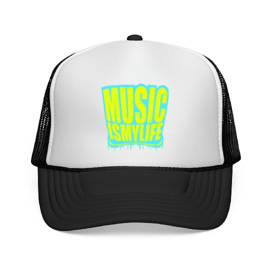 Music is my Life Love Saying Graffiti Spray Drops Trucker Caps