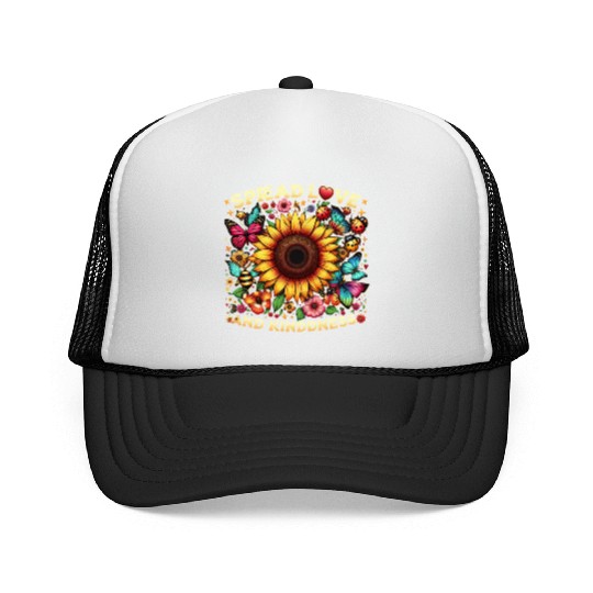 Spread Love & Kindness Sunflower Design Trucker Caps