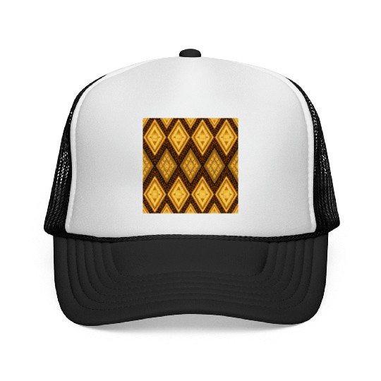 Ancient Gold Diamond Pattern, indigenous art Trucker Caps
