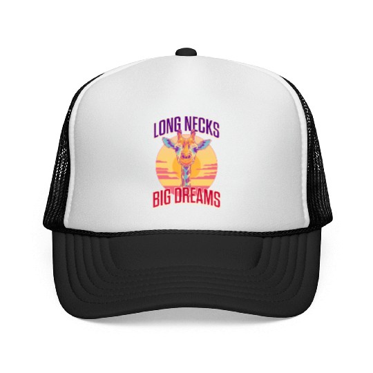 Giraffe Long Necks, Big Dreams Trucker Caps