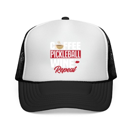 Coffee Pickleball Wine Repeat Trucker Caps