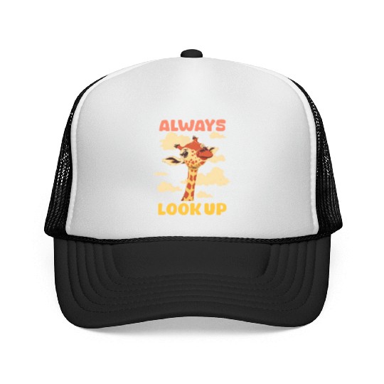 Giraffe Always Look Up Trucker Caps