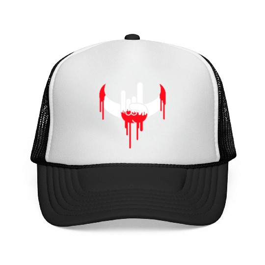 Heavy Metal Graffiti Drop Spray Horns Hand Gesture Trucker Caps