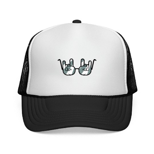 Funny Heavy Metal Sunglasses Horns Hand Gesture Trucker Caps