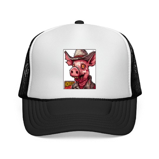 hillbilly redneck zombie cowboy pig Trucker Caps