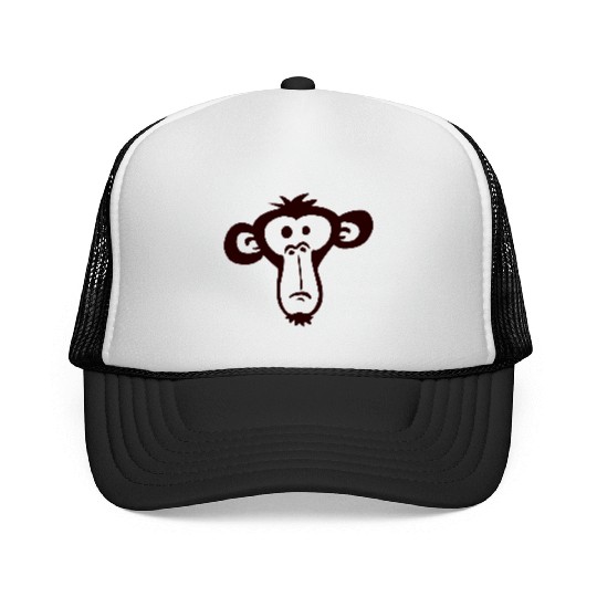 Sad Confused Monkey Head Funny Bored Primate Face Trucker Caps