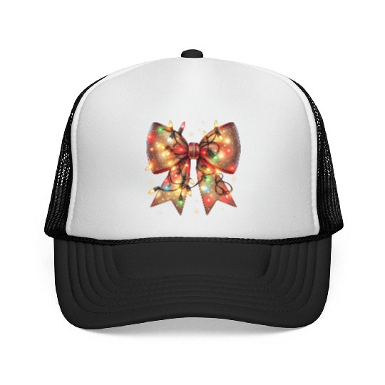 Christmas Light Coquette Bow Trucker Caps