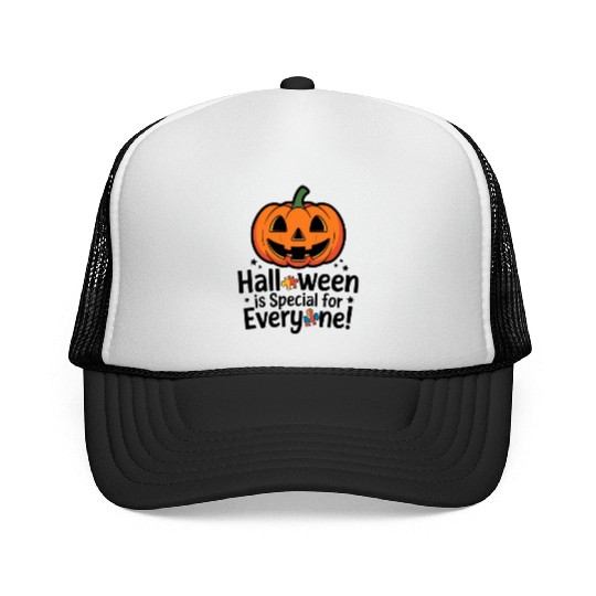 Festive Jack-O'-Lantern Halloween Design Trucker Caps