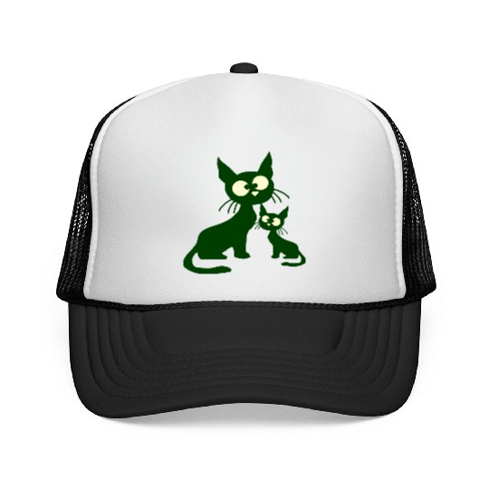 Crazy cat mom dad kitten child kitten family team Trucker Caps