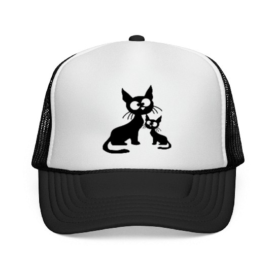 Crazy cat mom dad kitten child kitten family team Trucker Caps