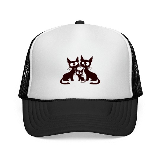 Crazy cat mom dad kitten child kitten family team Trucker Caps
