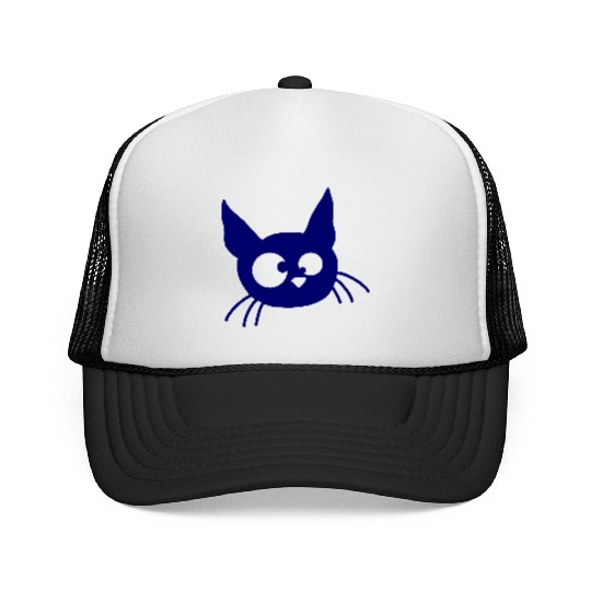 Crazy Cat Squinting Funny Eyes Grimace Fun Cartoon Trucker Caps