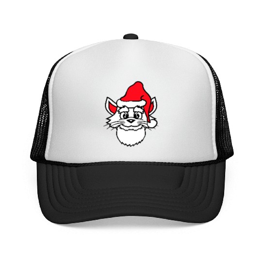 Cute Santa Claus Cat Winter Hat Fun Christmas Gift Trucker Caps