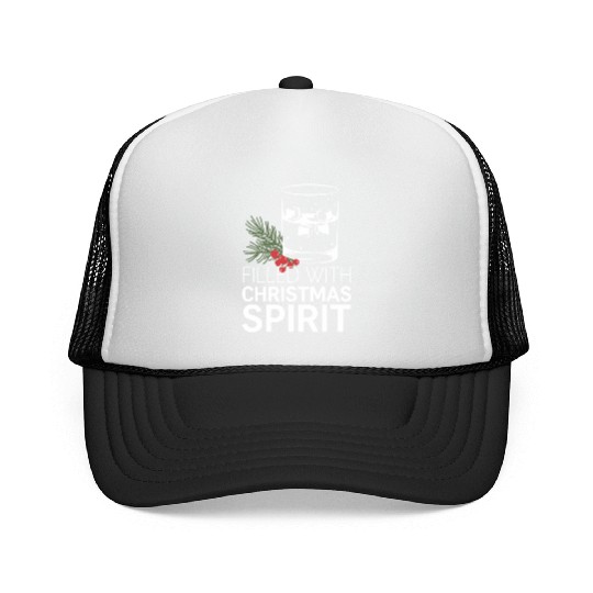 Filled With Christmas Spirit Festive Cheer Artwork Trucker Caps