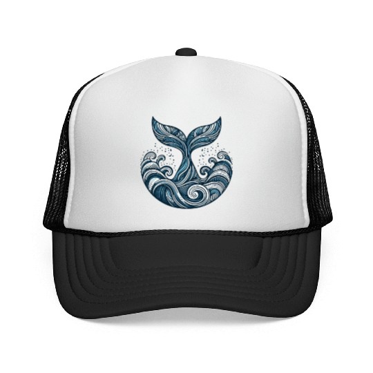 Whale Tail and Waves Trucker Caps