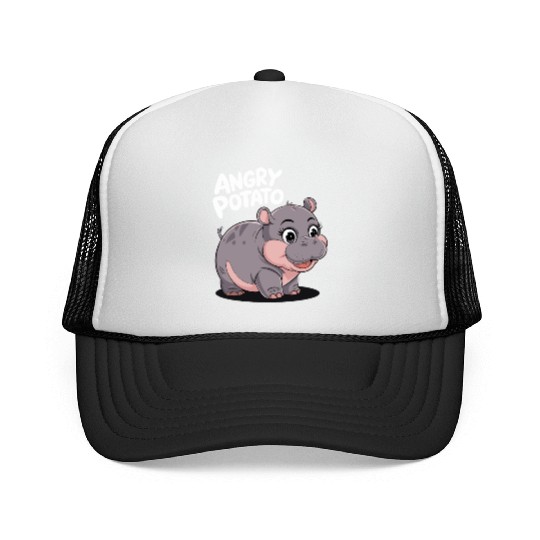 Moo Deng Angry Potato Hippo Fun Trucker Caps