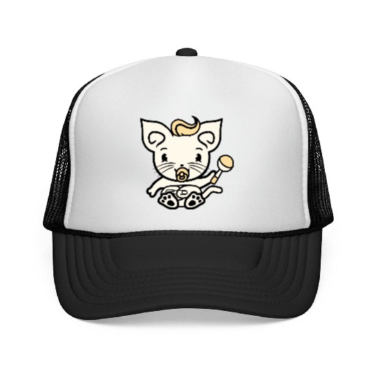 Baby Cat Cute Pacifier Rattle Diaper Toddler Child Trucker Caps