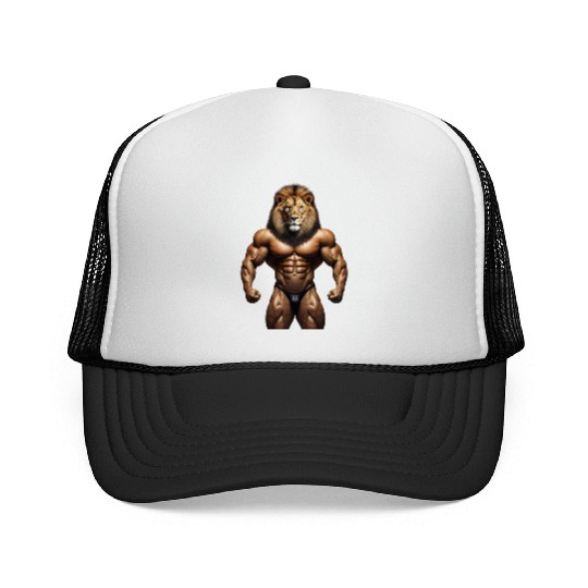 LION KING POWER: MUSCLE CHAMPION Bodybuilder Gym Trucker Caps