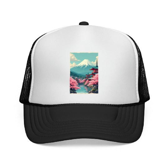 Serenity Beneath Mount Fuji Trucker Caps
