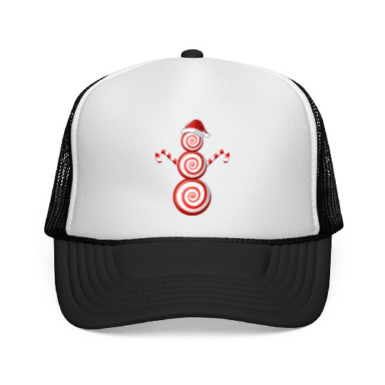 Funny Christmas Trucker Caps Peppermint Candy Snowman