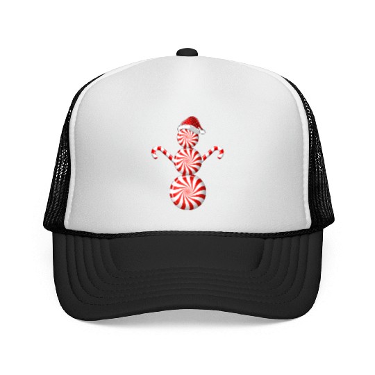 Funny Christmas Trucker Caps Peppermint Candy Snowman