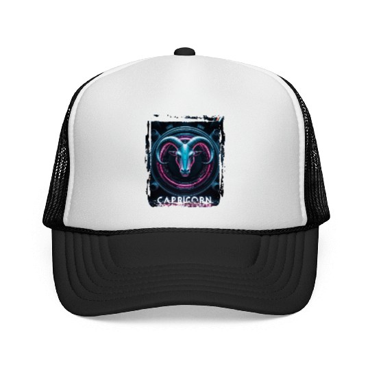Zodiac sign Capricorn in cyberpunk era Future Trucker Caps