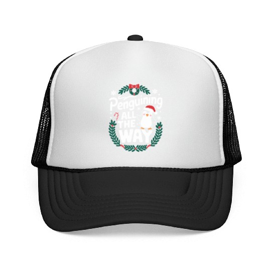 Penguining All The Way Penguin Christmas Trucker Caps